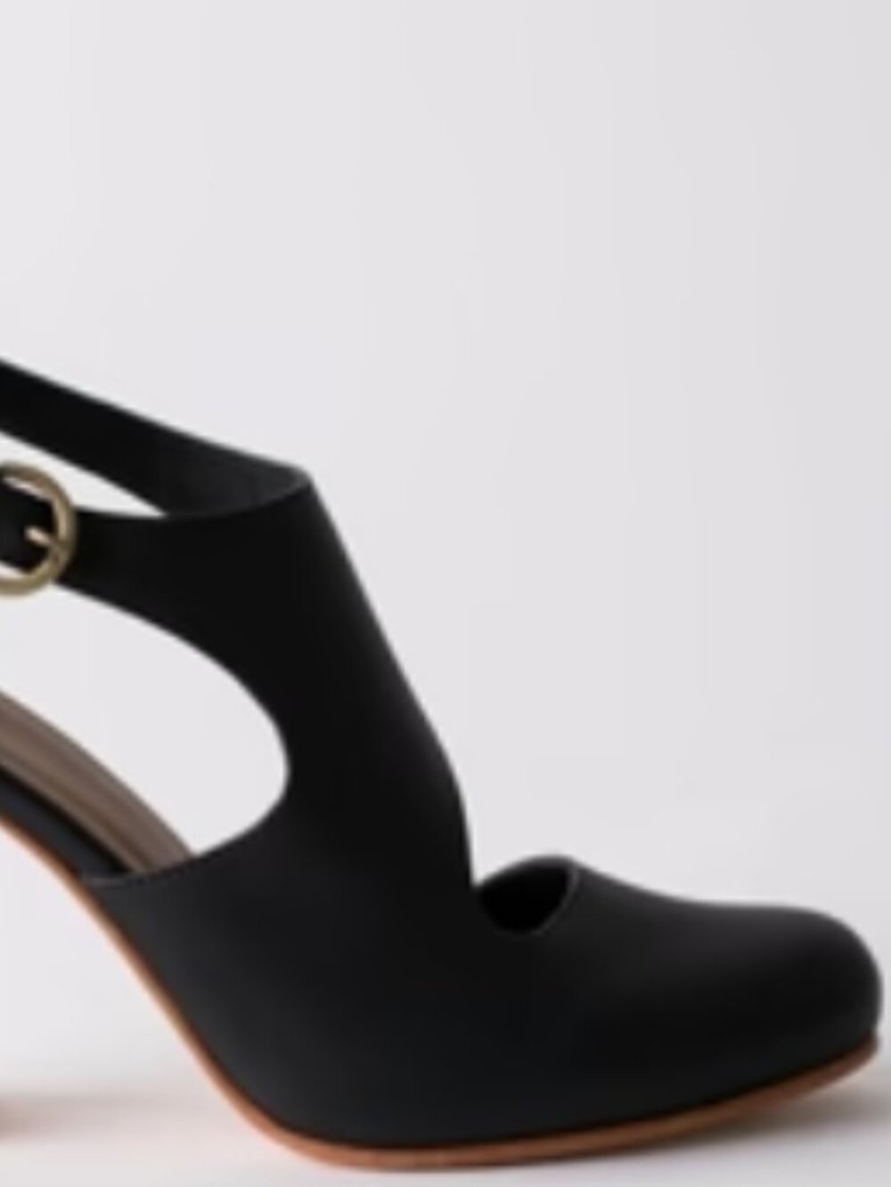 Fortress of Inca Luna Naya Anthropologie Black Leather Slingback Heels - Picture 7 of 12
